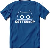 Kattenkop - Katten T-Shirt Kleding Cadeau | Dames - Heren - Unisex | Kat / Dieren shirt | Grappig Verjaardag kado | Tshirt Met Print | - Donker Blauw - 3XL