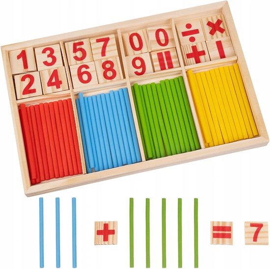 Afbeelding van het spel Ariko rekendoos - montessori - leren rekenen - rekenspelletje - educatief - tellen en rekenen - hout - duurzaam