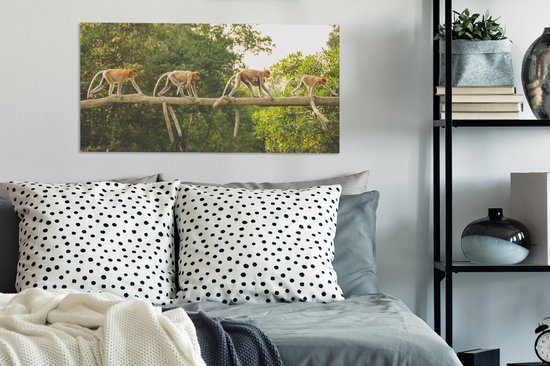 Tableau sur toile Singes marchant sur une branche - 80x40 cm - Décoration murale