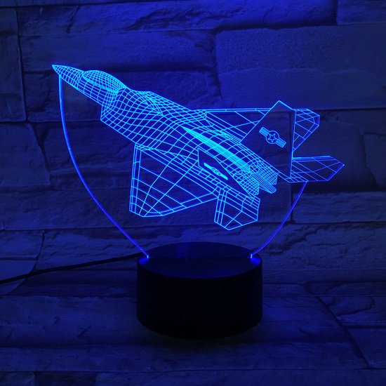 3D Led Lamp Met Gravering - RGB 7 Kleuren - Straaljager