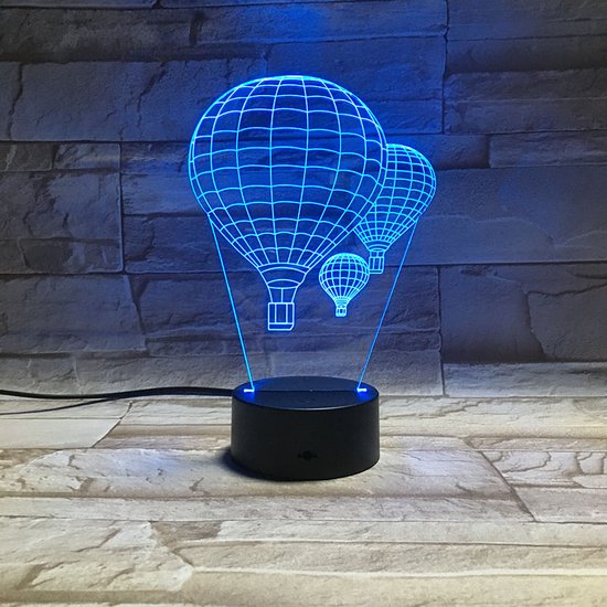 3D Led Lamp Met Gravering - RGB 7 Kleuren - Luchtballonnen