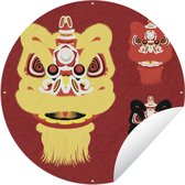 Tuincirkel Een illustratie van een draak voor Chinees nieuwjaar - 120x120 cm - Ronde Tuinposter - Buiten XXL / Groot formaat!