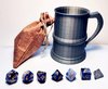 Afbeelding van het spelletje larpcenter - DnD dice set - middeleeuwse gezelschaps set - DnD dobbelstenen - blauw wit met shaker - Dungeons and Dragons - dobbelstenen