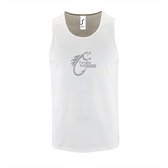Witte Tanktop sportshirt met "I'd rather be Fishing / In ga liever vissen" Print Zilver Size M
