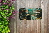 Tuinposter Kleine visjes in een aquarium - 80x40 cm - Wanddecoratie Buiten - Tuinposter - Tuindoek - Schuttingposter - Tuinschilderij