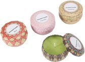 Everygoods Geur Kaarsen Set - Olie Sojawas - Lavendelgeur + Gardenia Geur + Rozengeur + Jasmijn - Romantische Aromatherapie Kaars - Rookvrije Decor Kaars