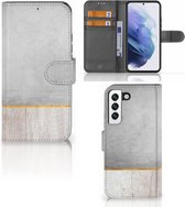 Smartphone Hoesje Geschikt voor Samsung Galaxy S22 Magnet Case Cadeau voor Vader Wood Concrete