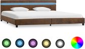 vidaXL Bedframe met LED stof bruin 180x200 cm