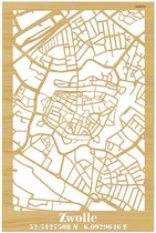 Citymap Zwolle Palissander hout - 60x90 cm - Stadskaart woondecoratie - Wanddecoratie - WoodWideCities