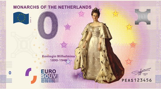 Thumbnail van een extra afbeelding van het spel 0 Euro biljet 2020 - Vorsten van Nederland - Koningin Wilhelmina KLEUR