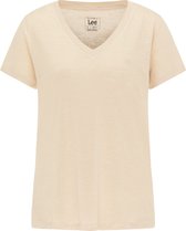 LEE V Neck Oxford Tan - Maat L - Dames T-shirt