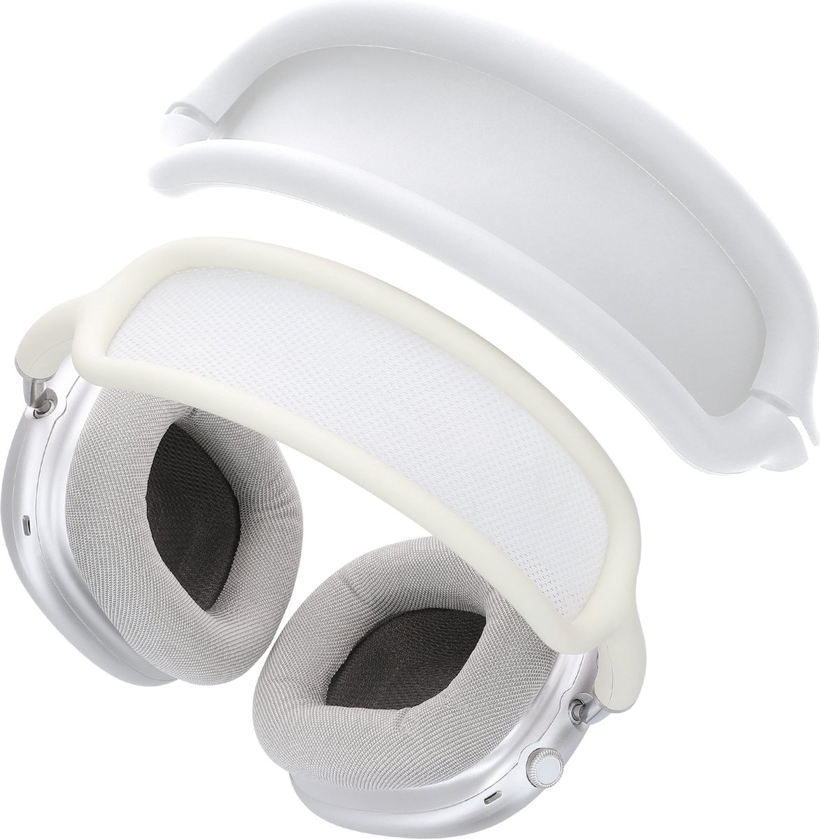 kwmobile band voor koptelefoon - geschikt voor AppleAirPods Max / AirPods Max 2 - Hoofdband cover van zacht siliconen materiaal - In wit