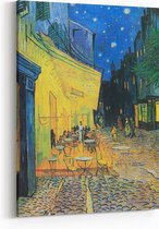 Schilderij op Canvas - 45 x 60 cm - Caféterras bij nacht - Kunst - Vincent van Gogh - Wanddecoratie - Muurdecoratie - Slaapkamer - Woonkamer