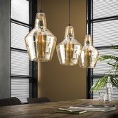 Crea Hanglamp 3L amber glas kegel / Oud zilver - Industrieel meubels - Design