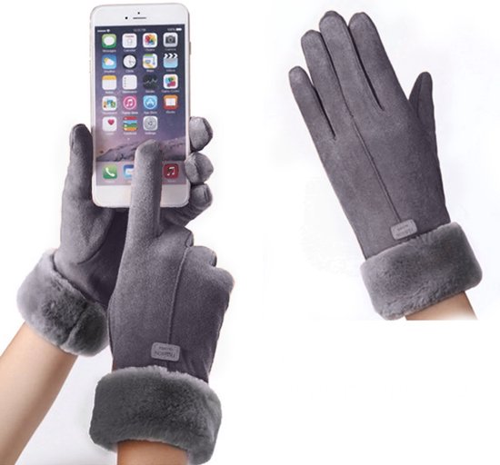 Gants femme extra doux avec doublure intérieure en laine gris