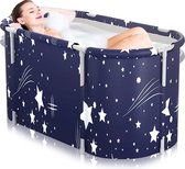 Opvouwbaar Bad voor Kinderen - Zitbad met Opblaasbaar Badkussen - Compact Inklapbaar - Donkerblauw, 120 x 55 x 50 cm