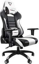 Gaming Stoel professioneel - Bureaustoel Verstelbaar - Gamestoel met Nekkussen - Gaming Chair met Rugkussen - Zwart en Wit