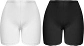 Dames Boxershorts - Lange Pijpjes - 3 Pack - Wit - Zwart - Met Wasnet - Maat L (703)