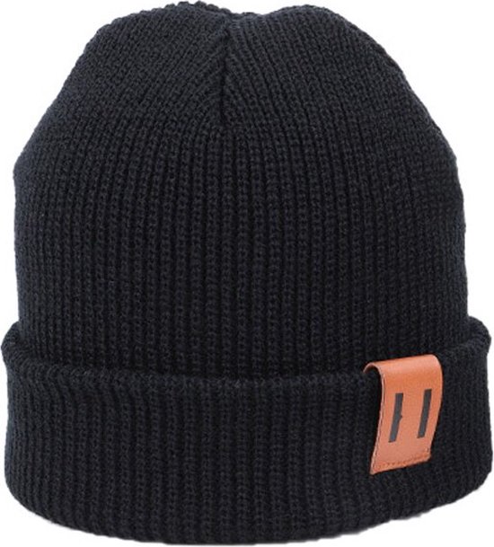 Chapeau bébé cool / chapeau pour enfants - circonférence 40-55 cm - Zwart avec accent en cuir - Qualité Premium