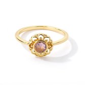 Ring stainless steel ''pink stone'' bohemian style, roestvrijstaal, goudkleurig
