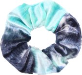 Marble/Tie-dye velvet scrunchie/haarwokkel, blauw/zwart