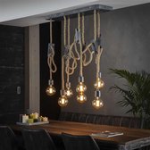 Crea 7L Touw  Hanglamp -  excl led lampen - E27 - Grijs - Industrieel hanglampen - Design Plafond lamp