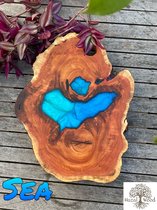 Hazal Wood - Borrelplank - Kaasplank - Epoxy - Blauw -  Serveerplank - Plank - Johannesbrood - Johannesbroodboom