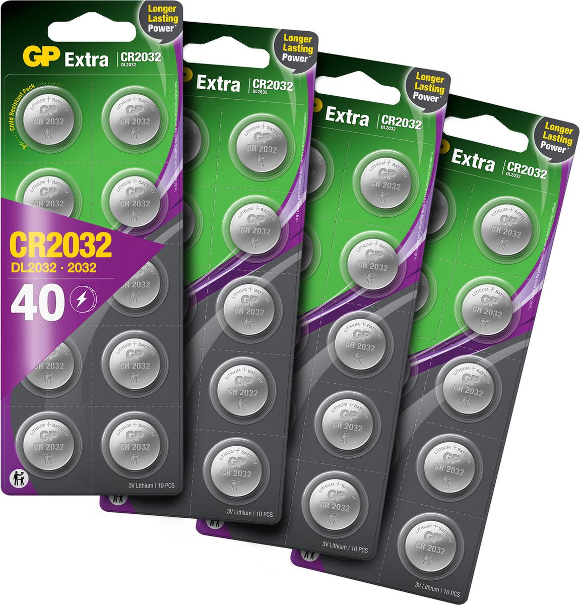GP Extra Lithium CR2032 - batterijen CR2032 - 3V knoopcel batterij - 40 pack