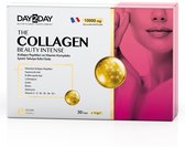 DAY2DAY - The Collagen Beauty Intense - Collageen - Hoogste dosis van 10000mg gehydrolyseerd collageen gecombineerd met vitamines, mineralen en de belangrijkste antioxidanten voor het lichaam - Suiker & Glutenvrij - Aardbeiensmaak