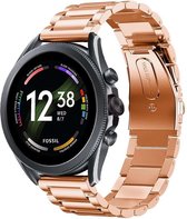 Stalen Smartwatch bandje - Geschikt voor  Fossil Gen 6 - 44mm stalen band - rosé goud - Strap-it Horlogeband / Polsband / Armband