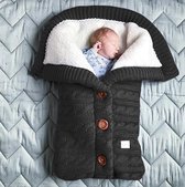 DeBabyBaas Ⓡ baby slaapzak - baby voetenzak - baby wandelwagen slaapzak, babydekentje met knopen - 75 x 40 cm - 0-3 maanden - Donkergrijs