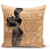 Zethome - Kussenhoes 43x43 cm - Afrika Patroon - Dubbelzijdig Geprint - Soft Touch – Pillow Cover -  Vierkant - Ritssluiting Weggewerkt