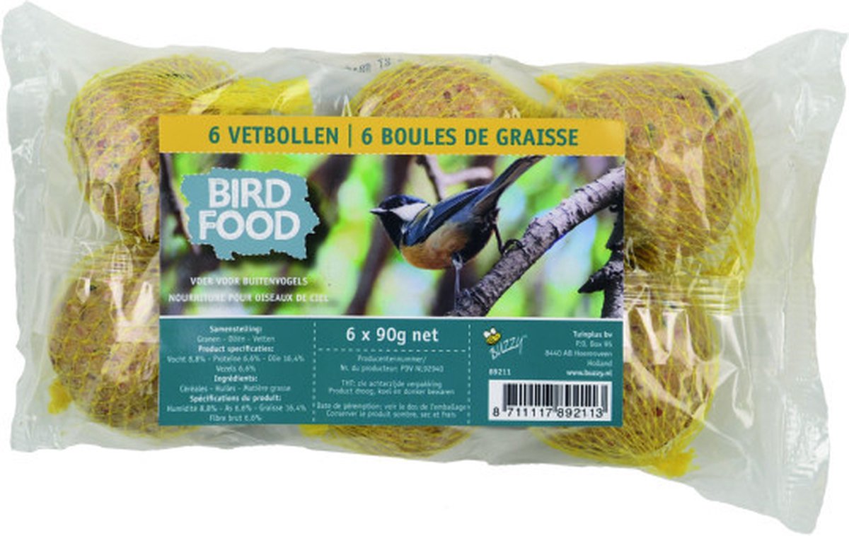 Buzzy Bird Vetbollen 90 Gram 6 Stuks