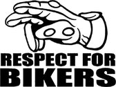 Respect for bikers hand groet sticker voor op de auto - Auto stickers - Auto accessories - Stickers volwassenen - 15 x 11 cm - zwart - 104
