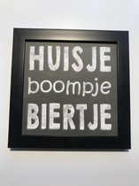 Tekstbord / Wandbord / Huisje biertje / Verjaardag / Cadeau / Woondecoratie / Zwart / Fotolijst