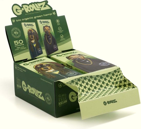 G- Pointes 50 Feuilles à Rouler En Chanvre Biologique Avec Embouts Et Plateau Vegas Pop Feuilles A Rouler Chanvre Bio