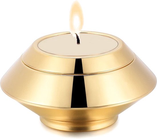 Assieraad-winkel | Mini urn waxinelichthouder | Goud kleurig | inclusief waxinelichtje | mini urn voor een kaars
