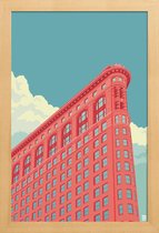JUNIQE - Poster in houten lijst Flatiron Building New York City -40x60