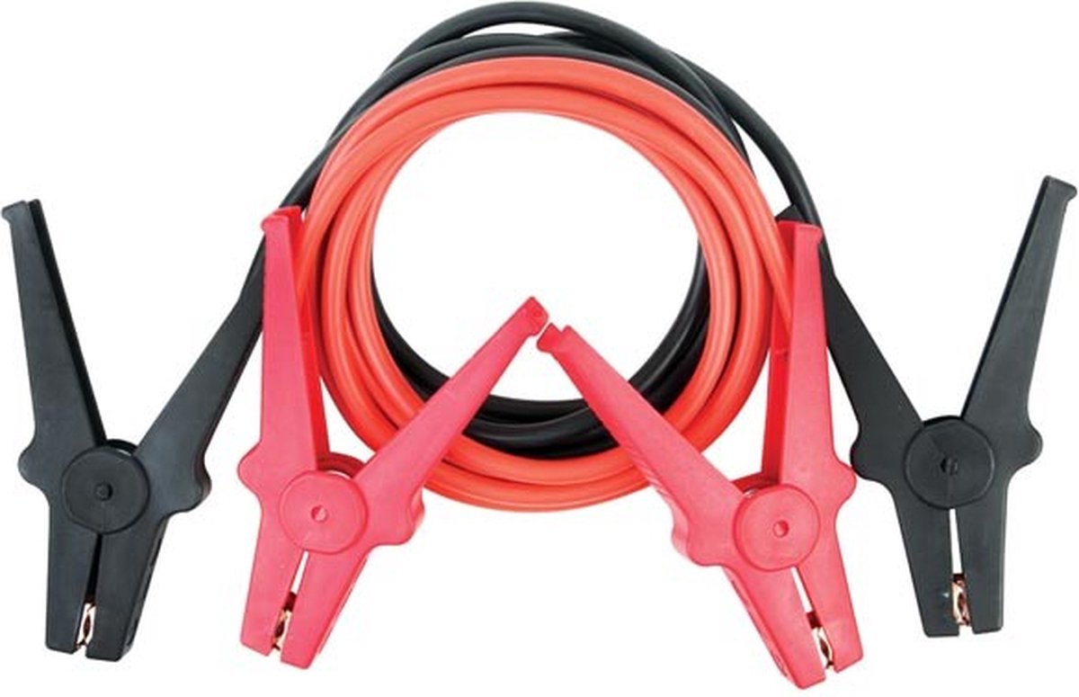 Perel Startkabelset voor benzinemotoren, 12/24 V, met geïsoleerde accuklemmen, opbergtas, TÜV/GS/DIN-gecertificeerd, 16 mm², kunststof, 3 meter