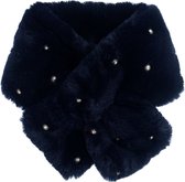 Lange dames sjaal Fur Pearls|faux fur bont|Donkerblauw