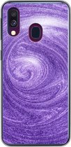 Geschikt voor Samsung Galaxy A40 hoesje - Paars - Abstract - Design - Siliconen Telefoonhoesje