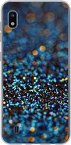 Geschikt voor Samsung Galaxy A10 hoesje - Glitter - Blauw - Abstract - Design - Siliconen Telefoonhoesje