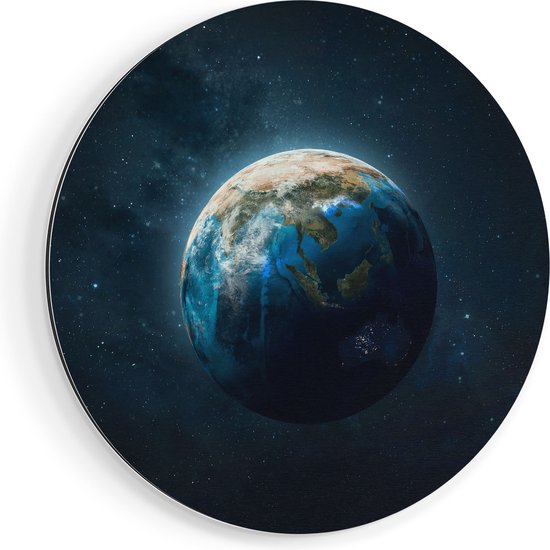 Artaza Muurcirkel - De Aarde Vanuit De Ruimte - Wandcirkel - Rond Schilderij