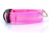 Honden Halsband Led Lichtgevende Hondenhalsband verlichting - Maat M - Roze - Veiligheid - Pets World®