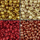 Rocailles - 4mm, 6/0 - 4x10 gram - metallic rood, rosé, goud