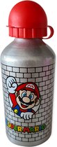 Super Mario drinkfles kinderen - aluminium - 400ml - drinkbeker  - rood/blauw