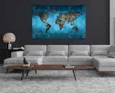 Canvas Schilderij | Wereldkaart 2 | 100x70 cm | 3 cm