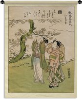 Wandkleed - Wanddoek - Illustratie - Koppel - Aziatisch - 120x160 cm - Wandtapijt