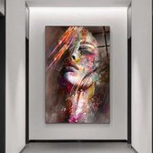 Wallyard - Colorful Lady - Wall art - Schilderij - 40x60 cm - Premium glass - Incl. muur bevestiging