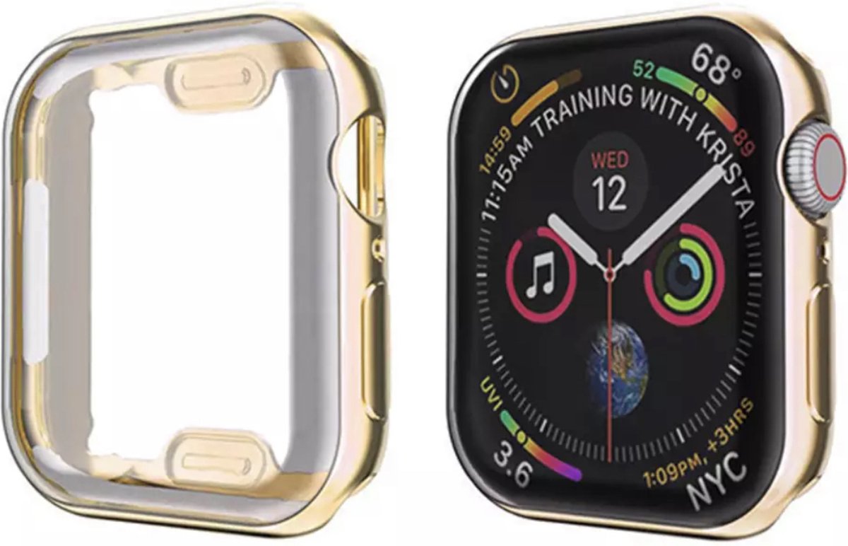 Apple Watch 44 mm Hoesje plus screen protector - iWatch full body case - 44 mm - Gold